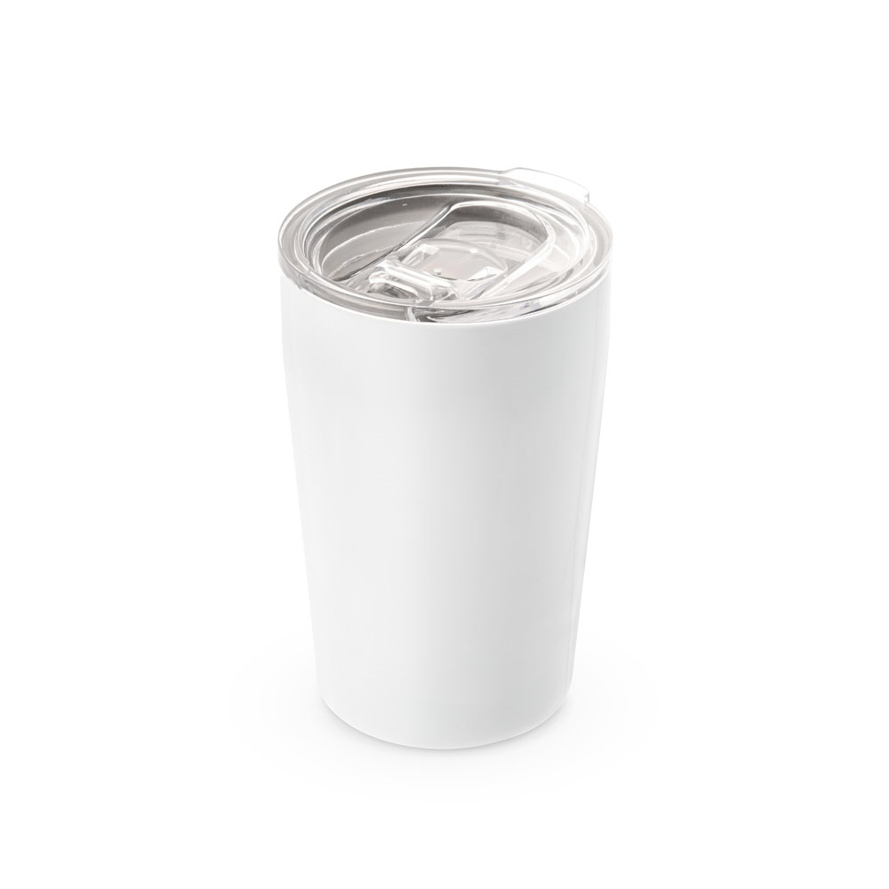 SLIDER. Dubbelwandige roestvrijstalen sublimatie reisbeker 380 ml - voor bedrijven en relatiegeschenken - Wit