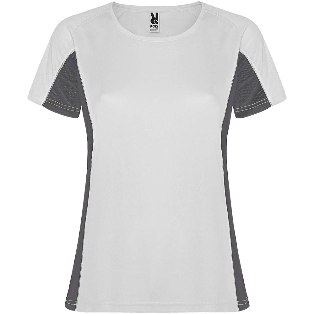Shanghai sportshirt met korte mouwen voor dames - voor bedrijven en relatiegeschenken - Wit, Donkerlood