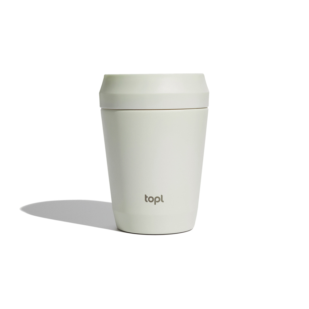 Topl Recycled Staal To Go beker gepatenteerd 360 Lid 235ml - kopen of bedrukken - wit (± PMS 7534)