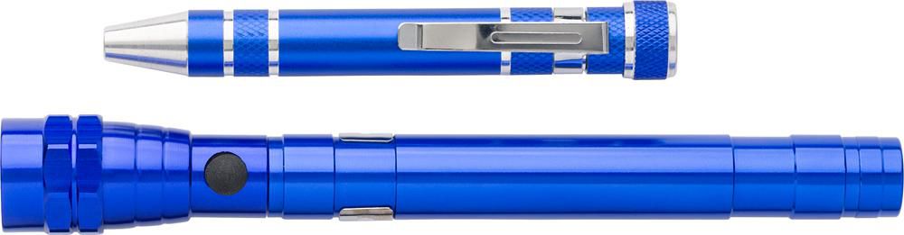 Aluminium 2-in-1 zaklamp Olivia - voor bedrijven en relatiegeschenken - kobaltblauw