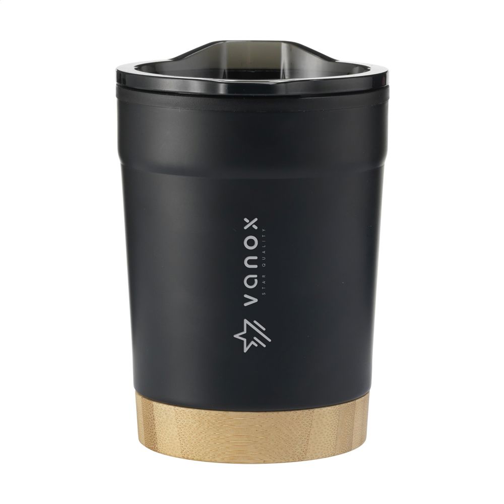 Kobe Bamboo RCS Recycled Steel 350 ml koffiebeker - kopen of bedrukken - Zwart