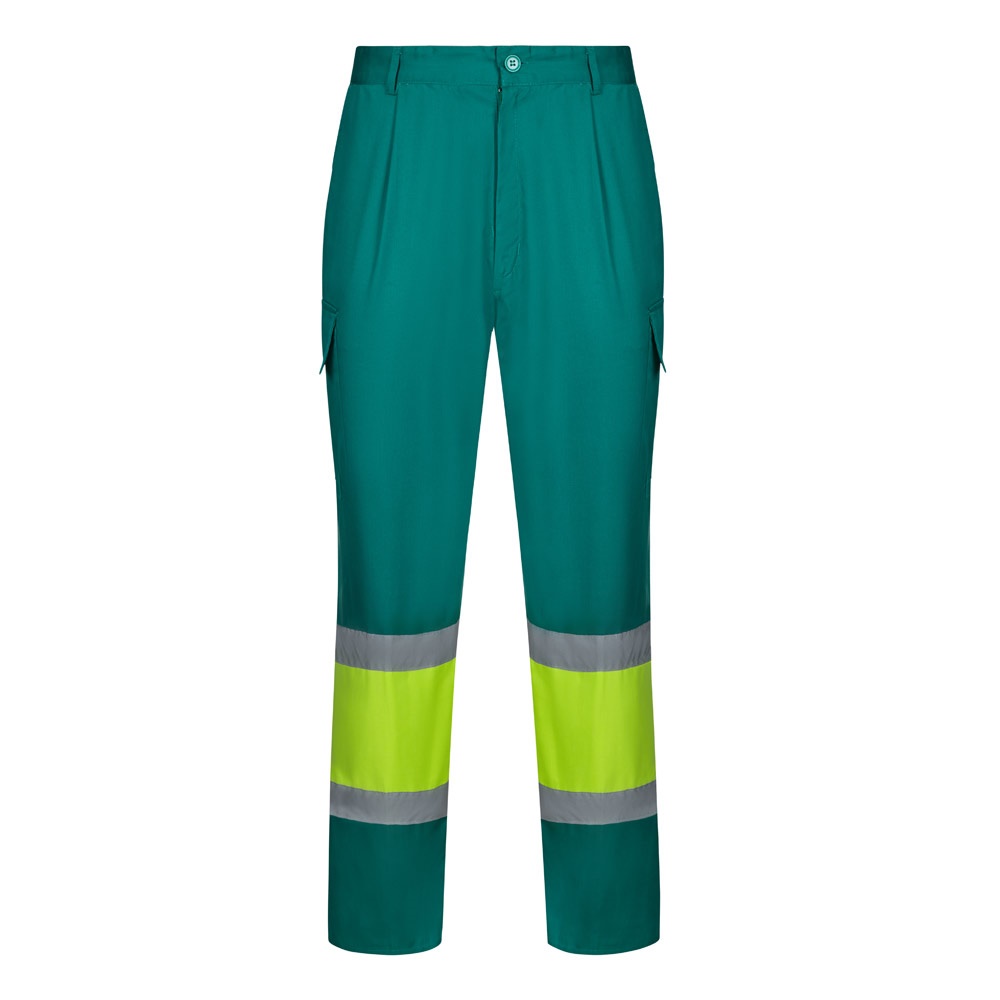 VL ARTEMIS. Tweekleurige broek van keperstof (190g/m²), katoen (20%) en polyester (80%) - met logo of - Groen, Geel