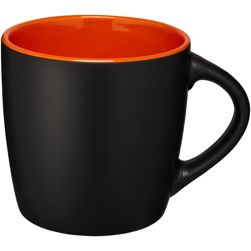 Riviera 340 ml keramische mok - voor bedrijven en relatiegeschenken - Zwart, Oranje