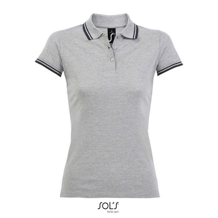 PASADENA WOMEN - PASADENA dames polo 200g - voor bedrijven en relatiegeschenken - Grey Melange/ French Navy