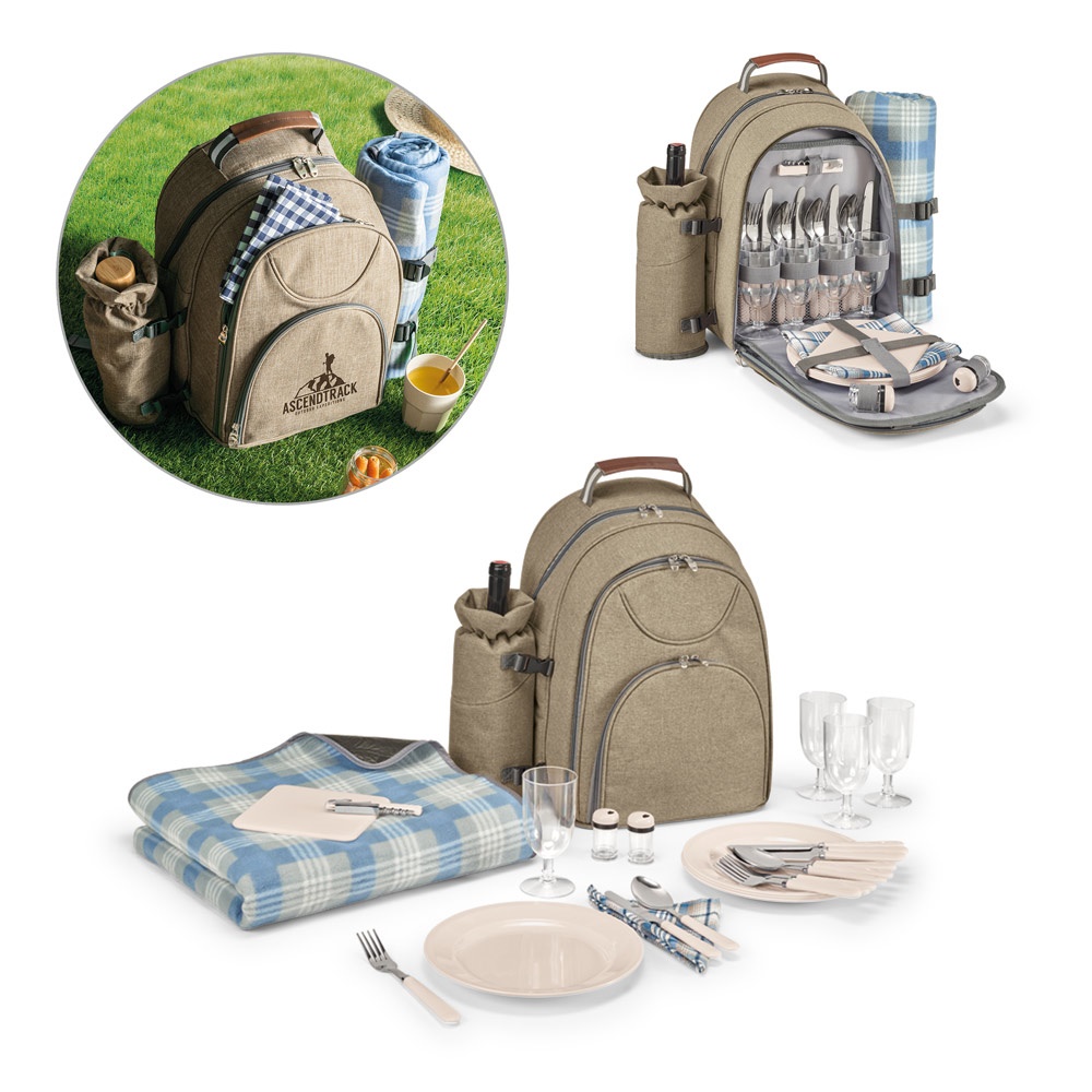 VILLA. Thermische picknickrugzak van 600D, gerecycled polyester met hoge dichtheid - bedrukt of onbedrukt