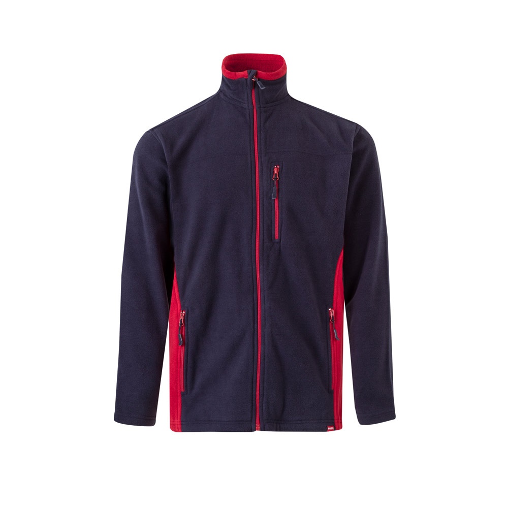 VL GERAS. Tweekleurig fleecejack (220g/m²) van polyester (100%) - bedrukt of onbedrukt verkrijgbaar - Marineblauw, Rood