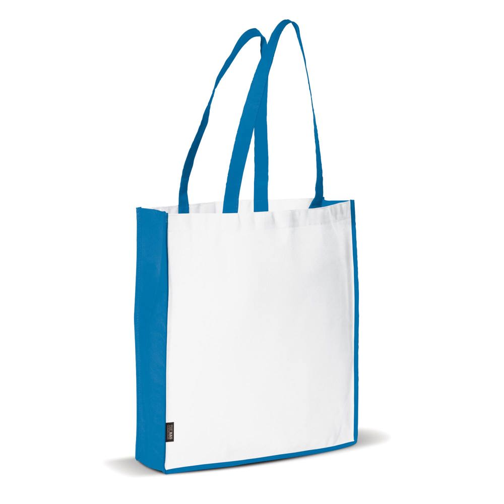 Schoudertas non-woven 75g/m² - met logo of onbedrukt bestellen - Wit / Blauw