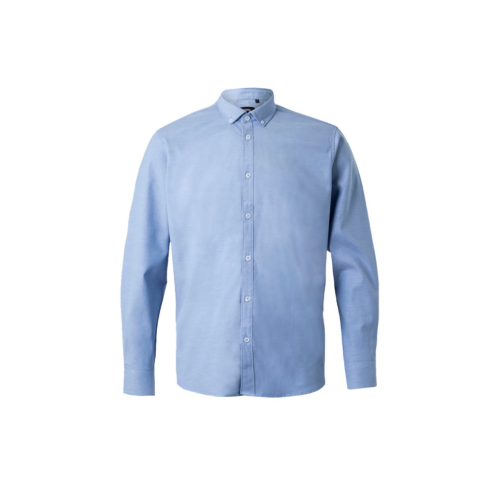VL PRITHVI MAN. Oxford overhemd voor heren (180 g/m²) van katoen (50%), polyester (45%) en elastaan ​​(5%) - Blauw