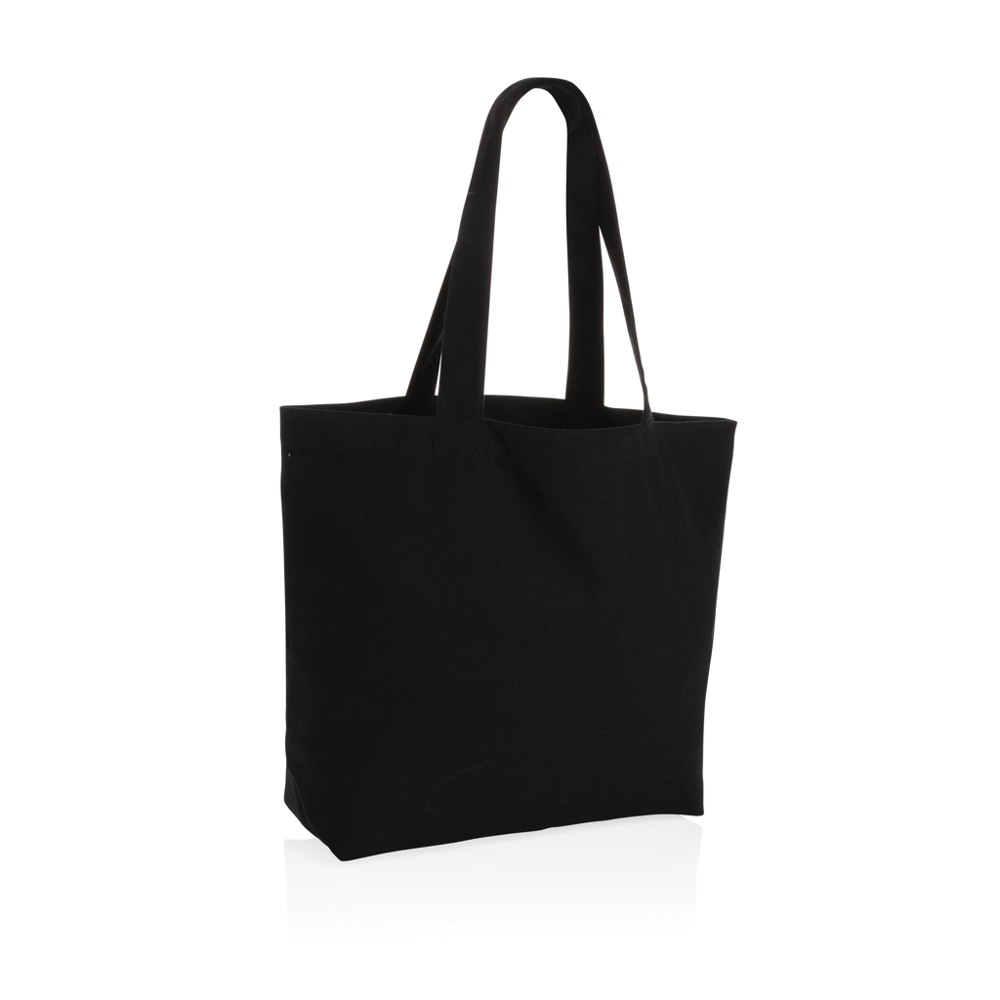 Impact Aware™ re-canvas shopper met vakje 240gsm ongeverfd - met logo of onbedrukt bestellen - zwart (± PMS Black)