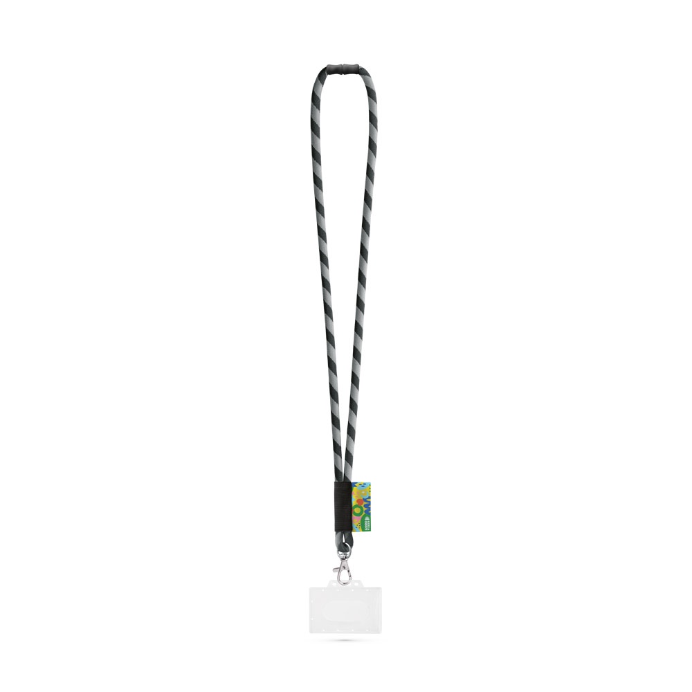 WATFORD. Op maat gemaakte polyamide lanyard - met logo of onbedrukt bestellen - Zwart, Grijs