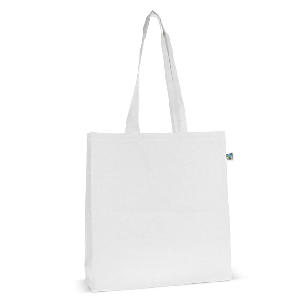 Fairtrade katoenen tas gekleurd lang 140g/m² 38x10x42cm - voor bedrijven en relatiegeschenken - Wit