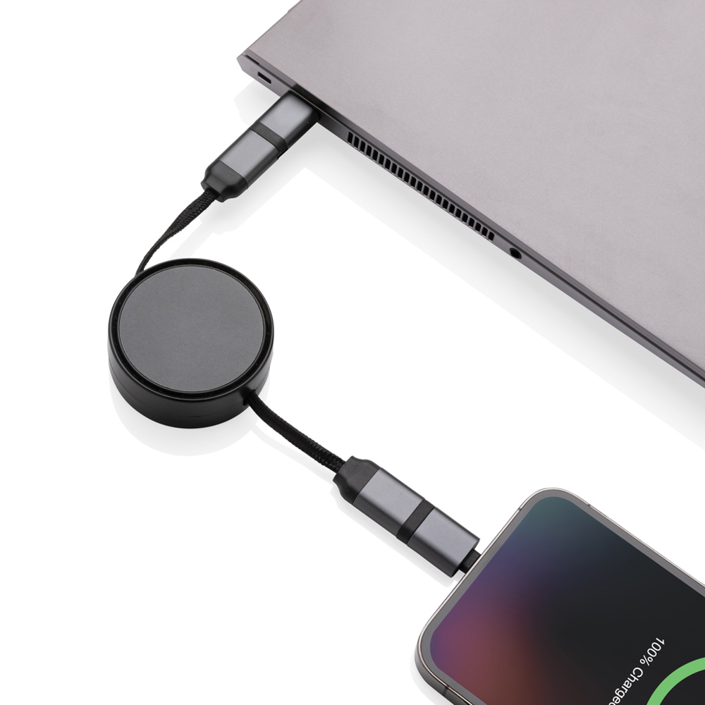 Terra RCS gerecycled aluminium uittrekbare 60W 6-in-1-kabel