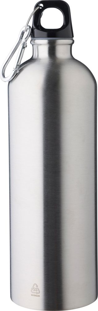 Gerecyclede roestvrijstalen enkelwandige fles (750 ml) Emeric - voor bedrijven en relatiegeschenken - zilver