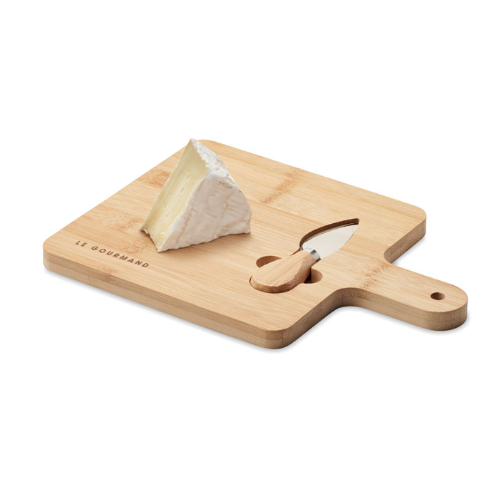 DARFIELD - Bamboe kaasplank met mes - voor bedrijven en relatiegeschenken