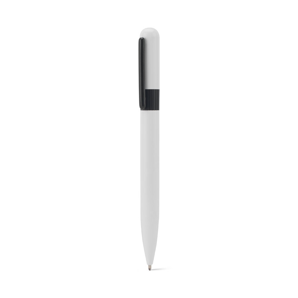 ELSIE ROUND. Metalen balpen (60% gerecycled) met afgerond ontwerp - met logo of onbedrukt bestellen - Wit