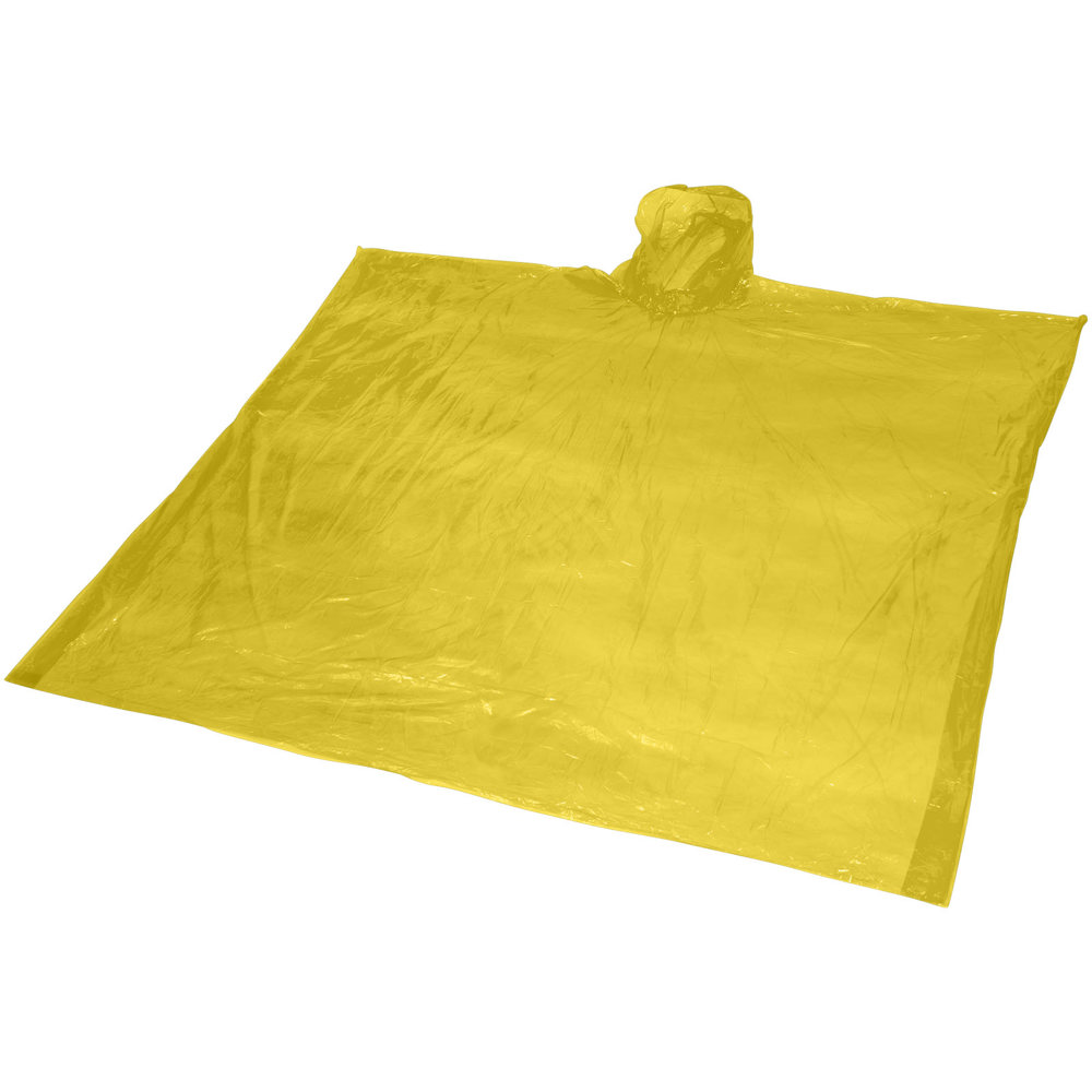 Mayan gerecyclede wegwerp regenponcho met opbergtasje - met logo of onbedrukt bestellen - geel