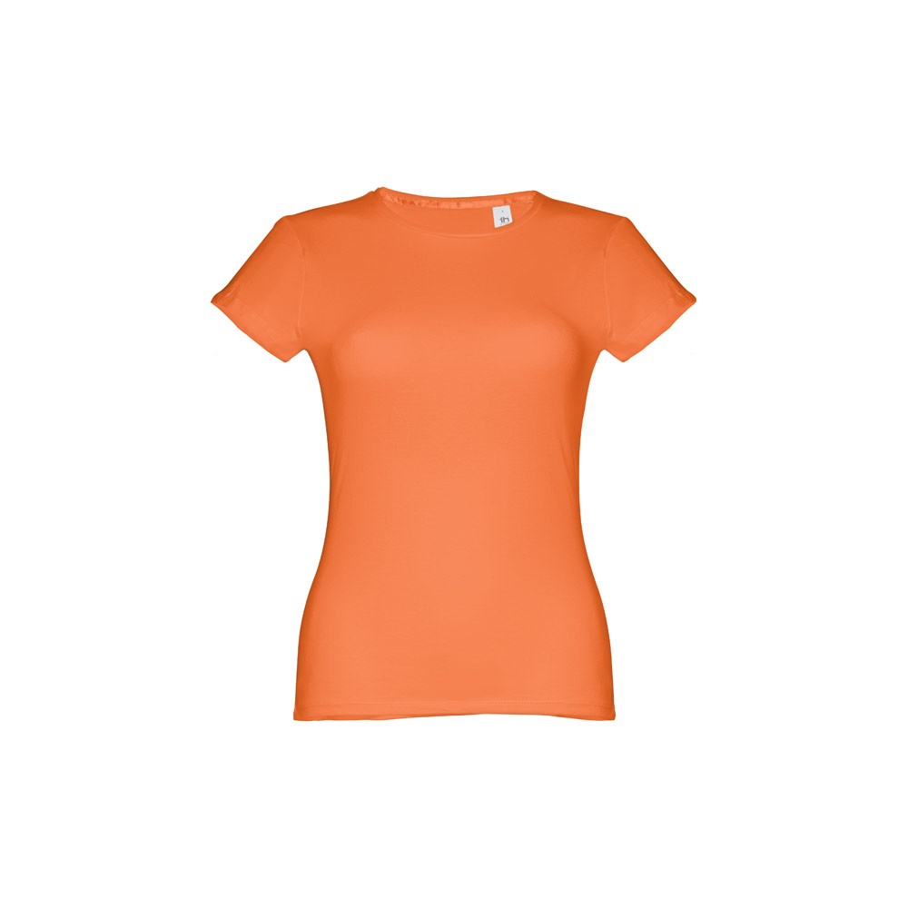 THC SOFIA. Katoenen dames-T-shirt met riem - bedrukt of onbedrukt verkrijgbaar - terracotta