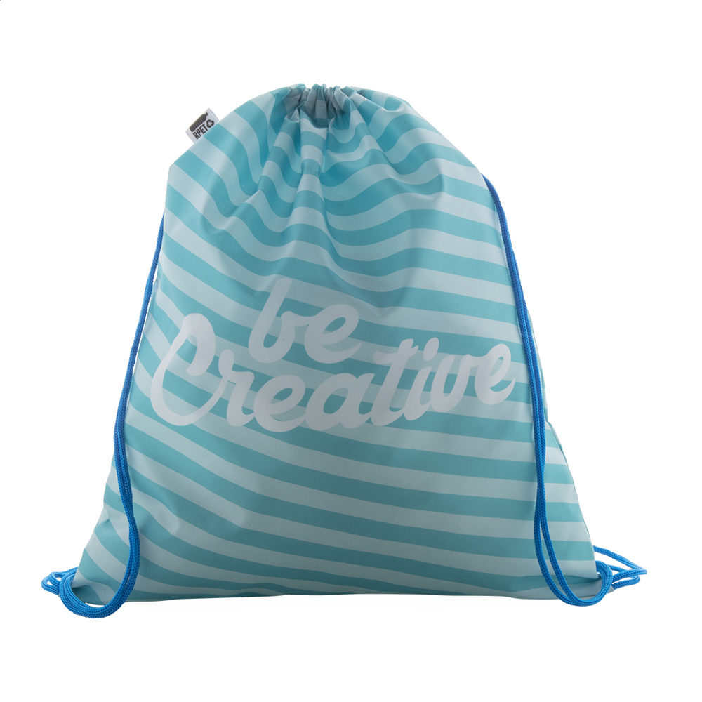 CreaDraw RPET - custom made trekkoord tas - met logo of onbedrukt bestellen - blauw/wit