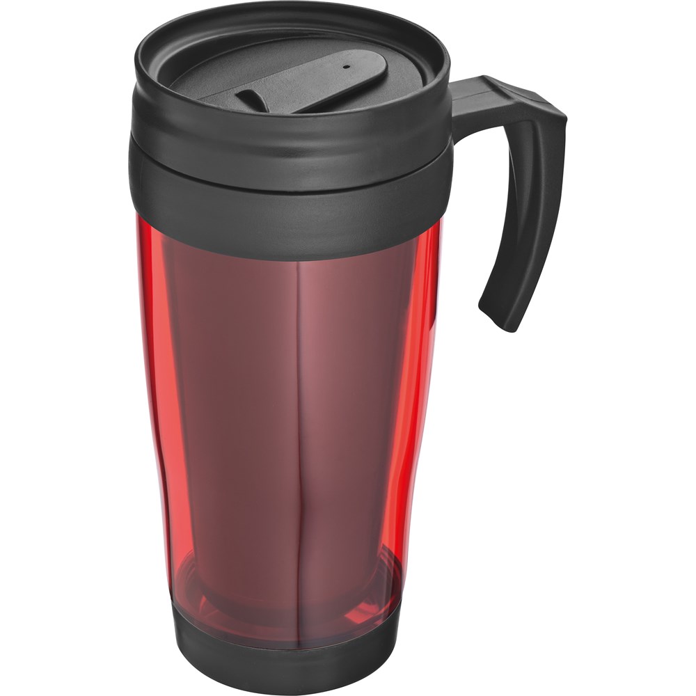 Kunststof drinkbeker met afsluitbare deksel- 0,4L - met logo of onbedrukt bestellen - Rood
