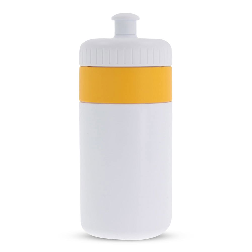 Sportbidon met rand 500ml - voor bedrijven en relatiegeschenken - Wit / Geel