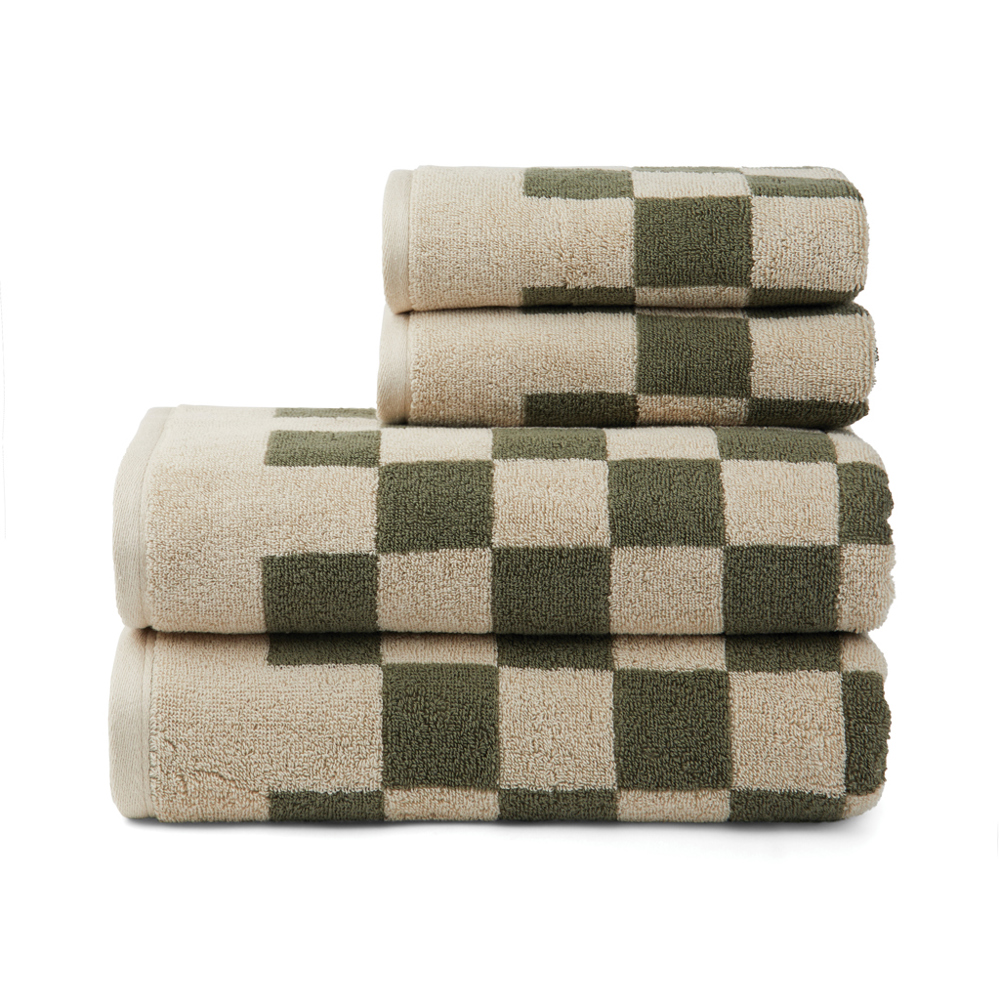 VINGA Elba OCS biologisch katoenen handdoekset van 4 stuks - kopen of bedrukken - groen, beige (± PMS 18-0312/ ± PMS 13-0401 TCX)