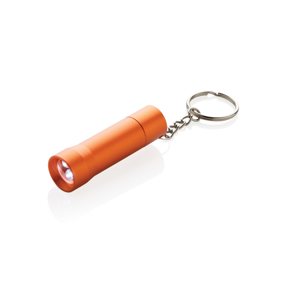 Flash RCS gerecycled aluminium sleutelhanger zaklamp - bedrukt of onbedrukt verkrijgbaar - oranje (± PMS 1645C)