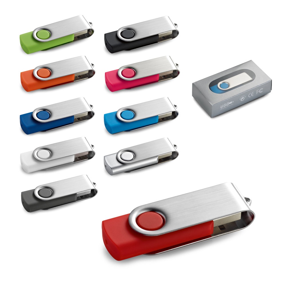 CLAUDIUS 8GB. 8 GB USB-stick met metalen clip - bedrukt of onbedrukt verkrijgbaar