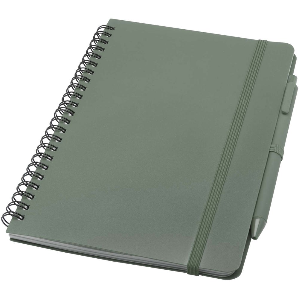 Thalaasa A5 ocean-bound hardcover notitieboek met balpen (zwarte inkt) - kopen of bedrukken - Gemêleerd groen