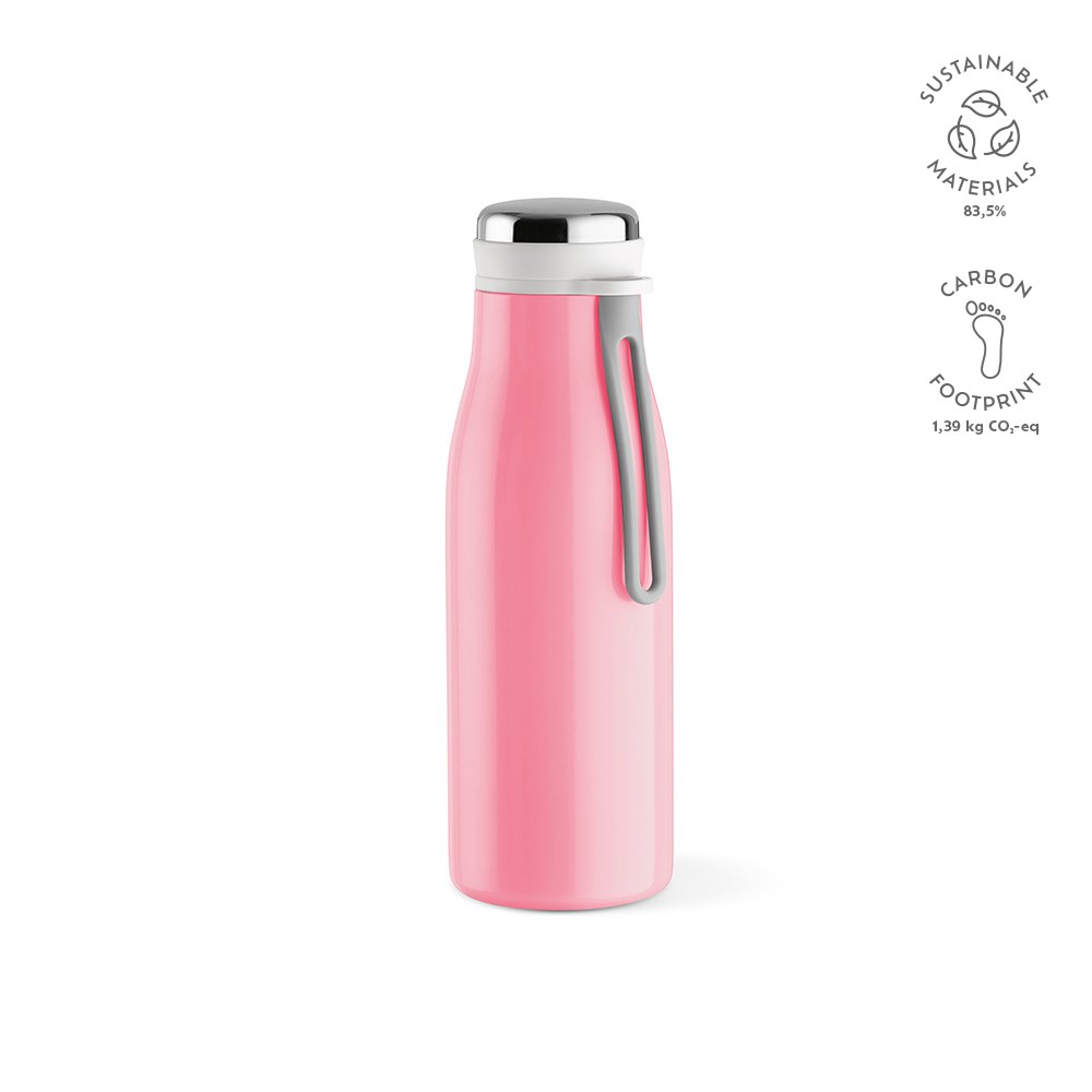 Arkansas 350 fles gerecycled roestvrij staal 400 ml - met logo of onbedrukt bestellen - licht roze