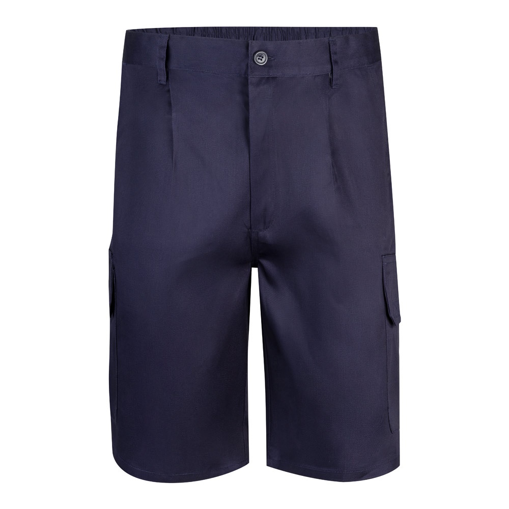 VL CHIONE. Bermuda in keperstof met meerdere zakken (200g/m²), van katoen (35%) en polyester (65%) - met logo - Blauw