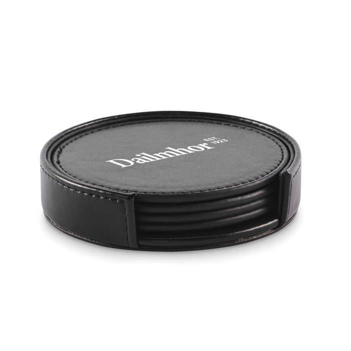 POSA SET - Set van 4 PU onderzetters - voor bedrijven en relatiegeschenken