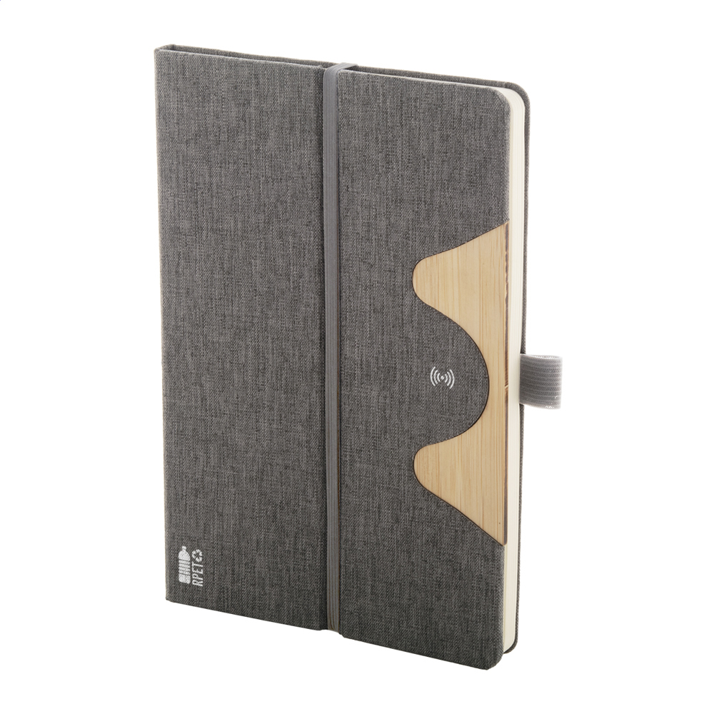 Chatom - RPET draadloze oplader notebook - kopen of bedrukken - Grijs