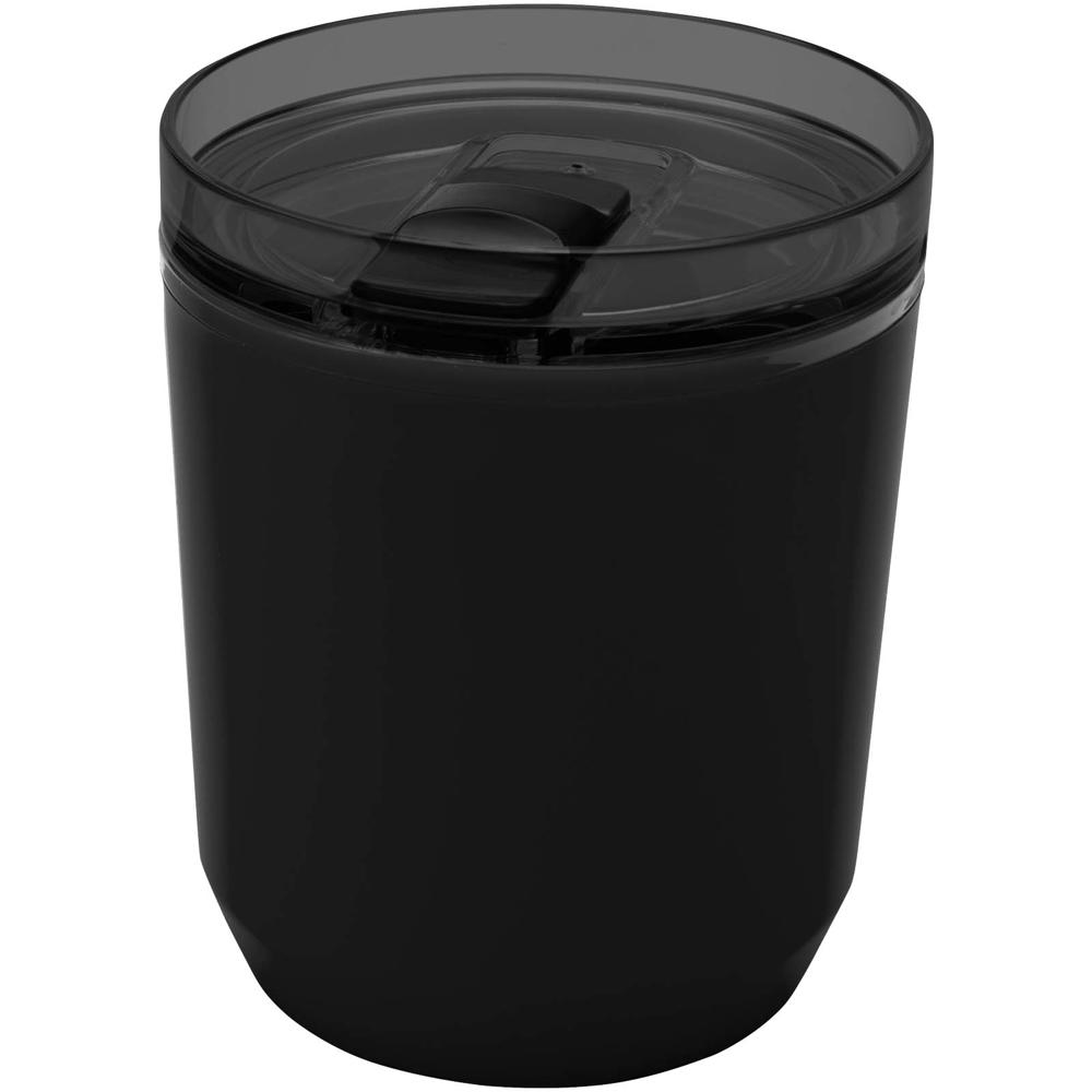 Hudson 180 ml dubbelwandige beker van gerecycled plastic - met logo of onbedrukt bestellen - Zwart