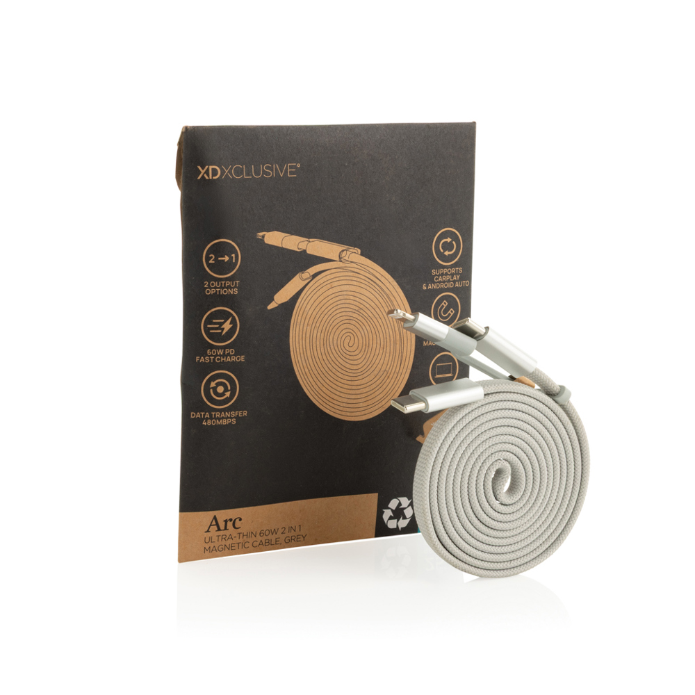 Arc Ultra-thin RCS recycled 60W 2 in 1 magnetische kabel