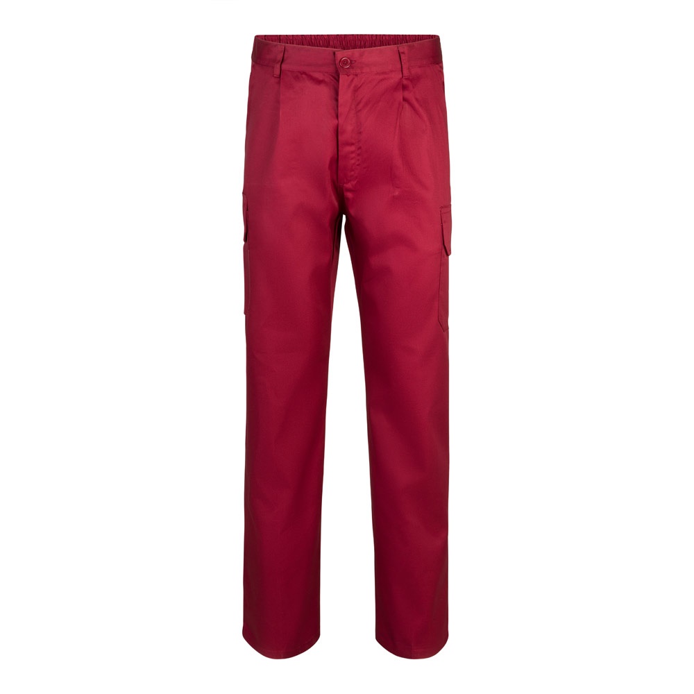 VL MABON. Multi-pocket keperstof broek (200g/m²), van katoen (35%) en polyester (65%) - met logo of onbedrukt - Bordeaux rood