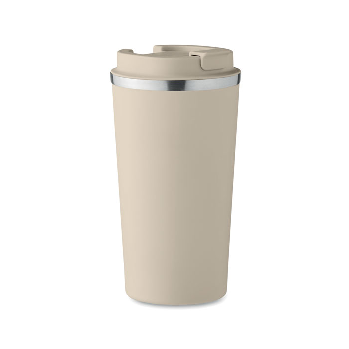 BRACE + - Dubbelwandige beker 510 ml - voor bedrijven en relatiegeschenken - Beige