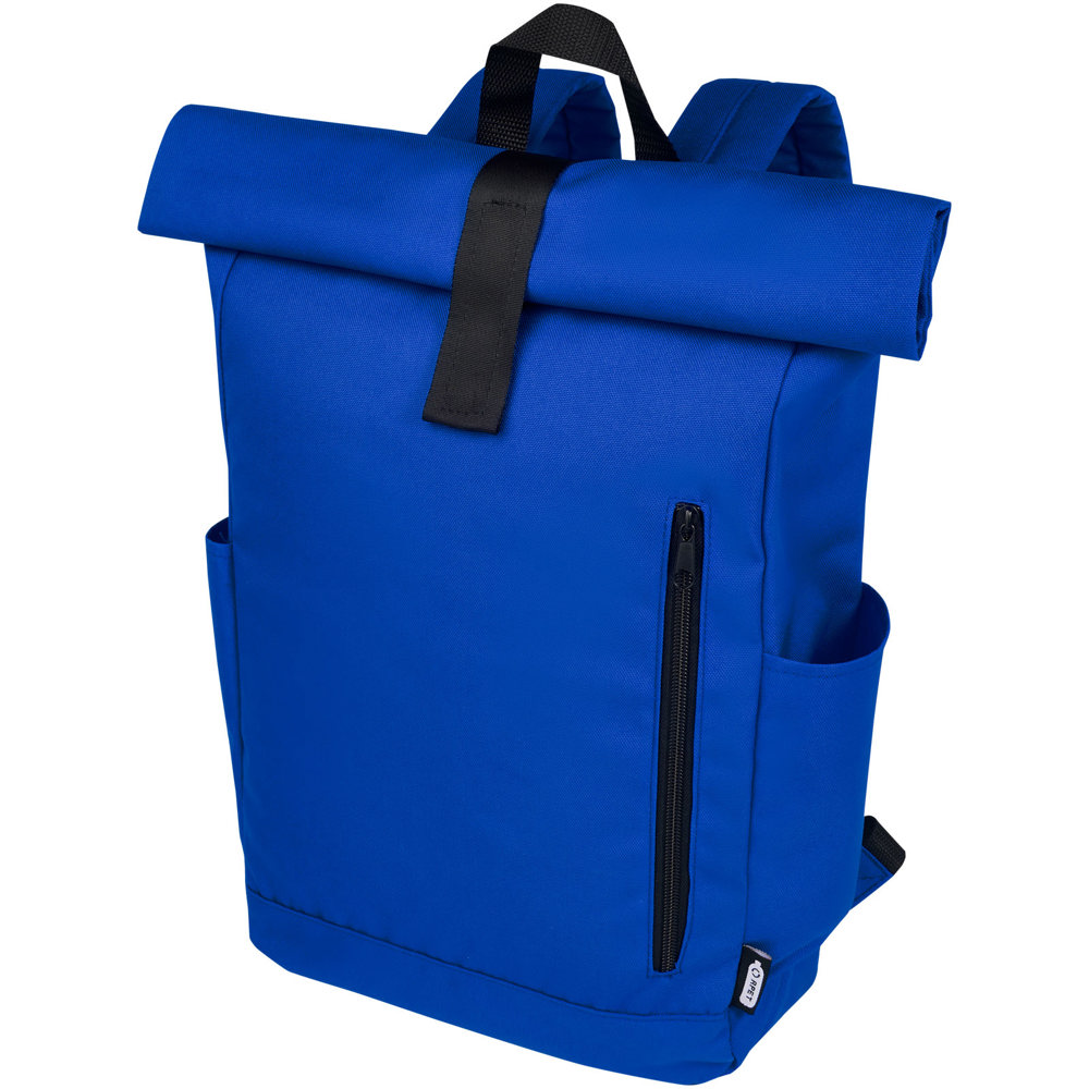 Byron 15,6" rugzak van GRS RPET met opgerolde bovenkant 18 L - met logo of onbedrukt bestellen - Koningsblauw
