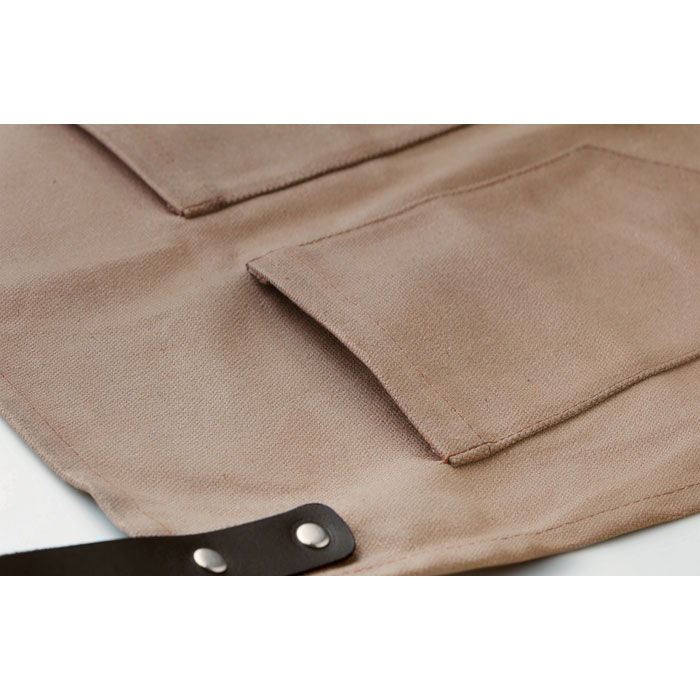 CHEF - Canvasschort met leren details