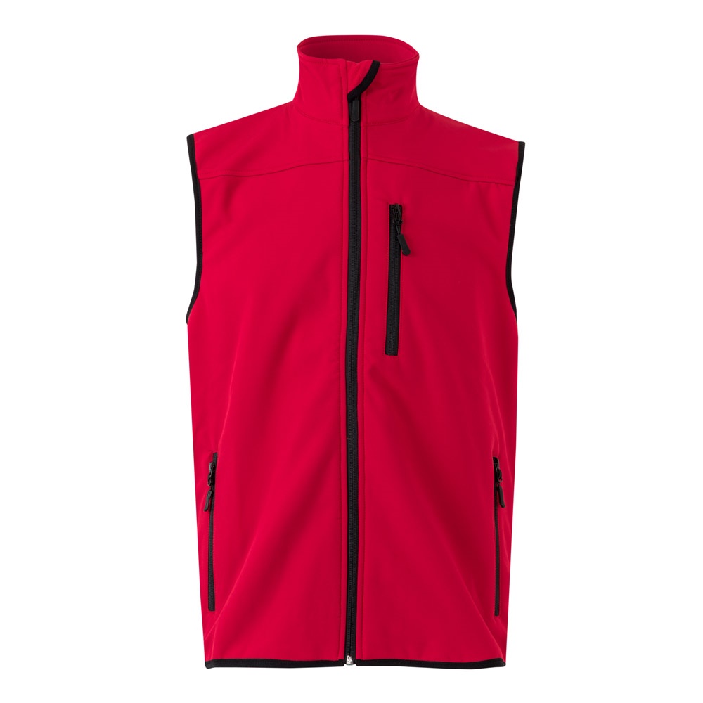 VL VARUNA. Softshell vest (280g/m²), met polaire voering, van polyester (94%) en elastaan (6%) - bedrukt of - Rood