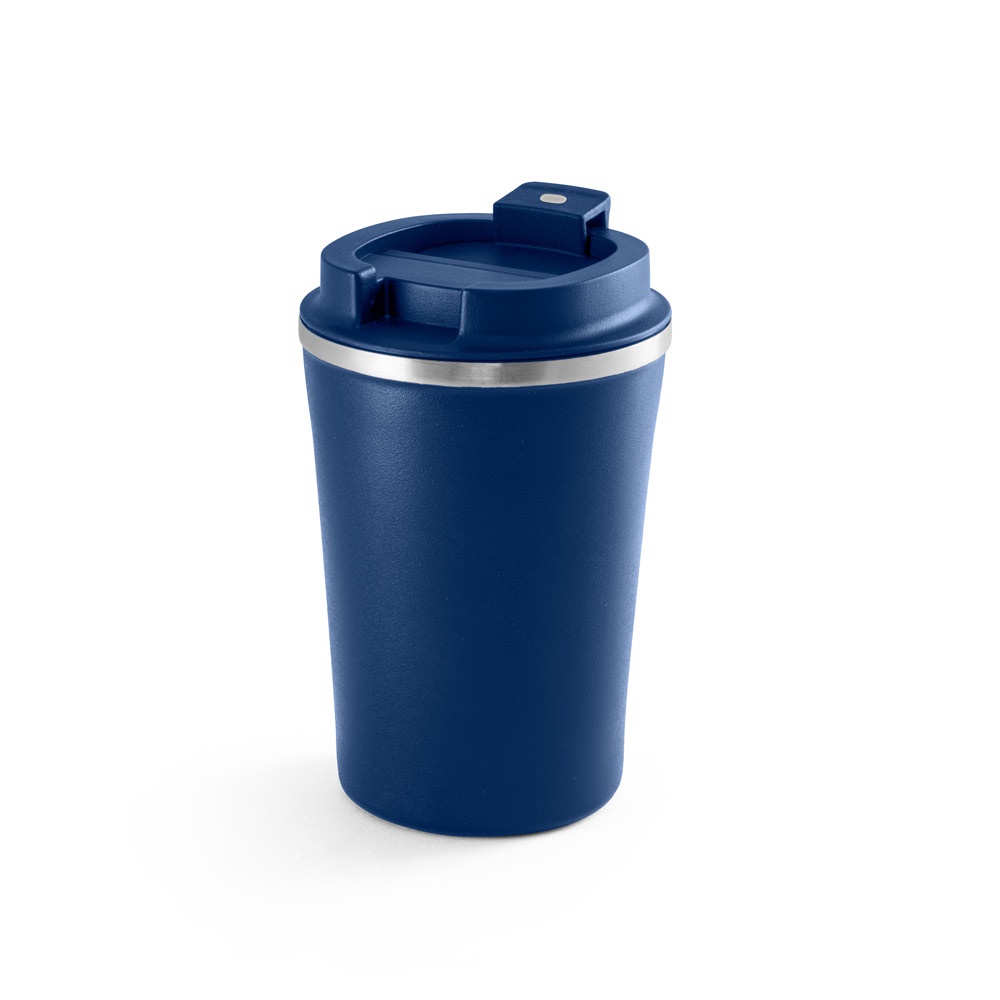 PHELPS. Reisbeker van roestvrij staal en PP 470 mL - bedrukt of onbedrukt verkrijgbaar - Marineblauw