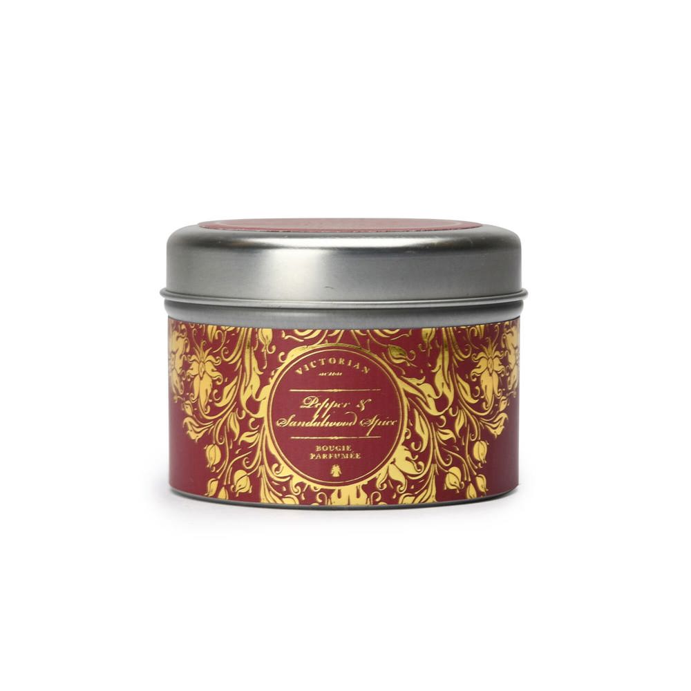 Victorian Tinbox Pepper & Sandalwood Spice geurkaars - met logo of onbedrukt bestellen