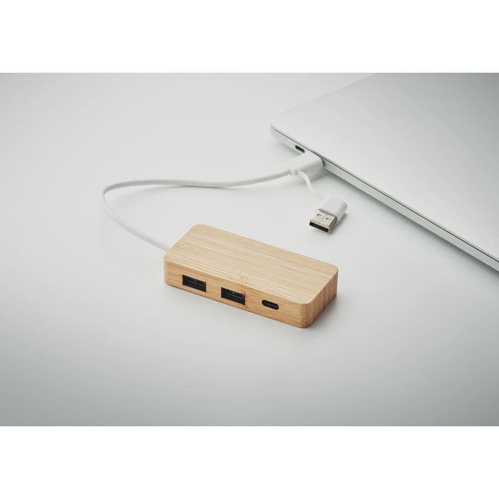HUBBAM - Bamboe USB hub 3 poorten