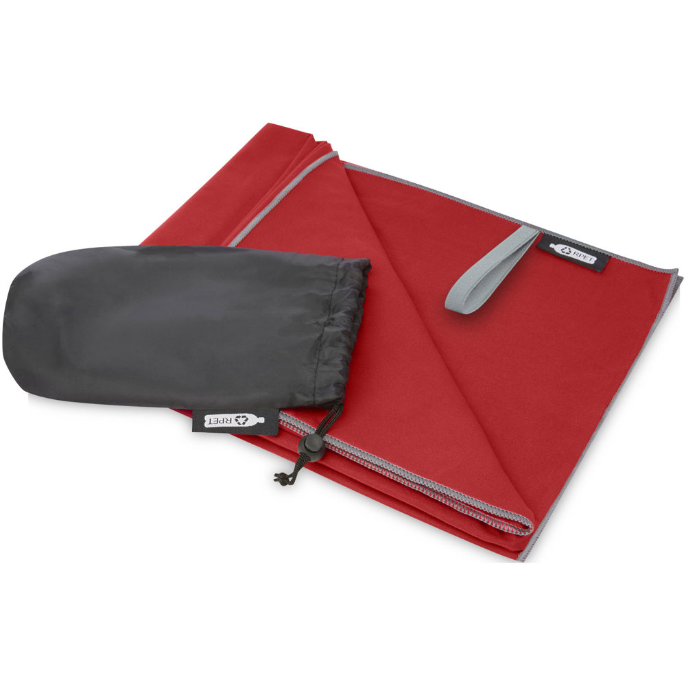 Pieter ultra lichtgewicht en sneldrogende handdoek van gerecycled PET 130 x 80 cm - kopen of bedrukken - Rood
