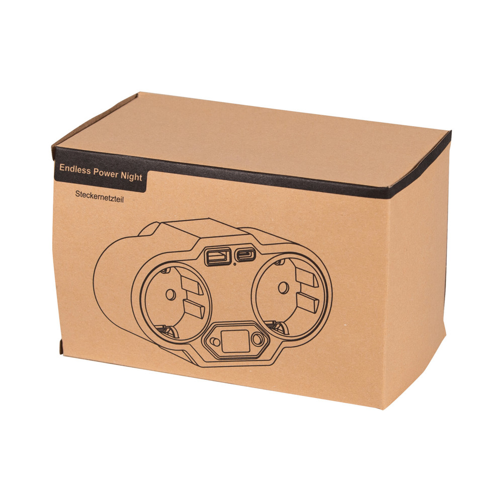 ENDLESS POWER NIGHT - USB-adapterstekker voeding met nachtlampje - voor bedrijven en relatiegeschenken