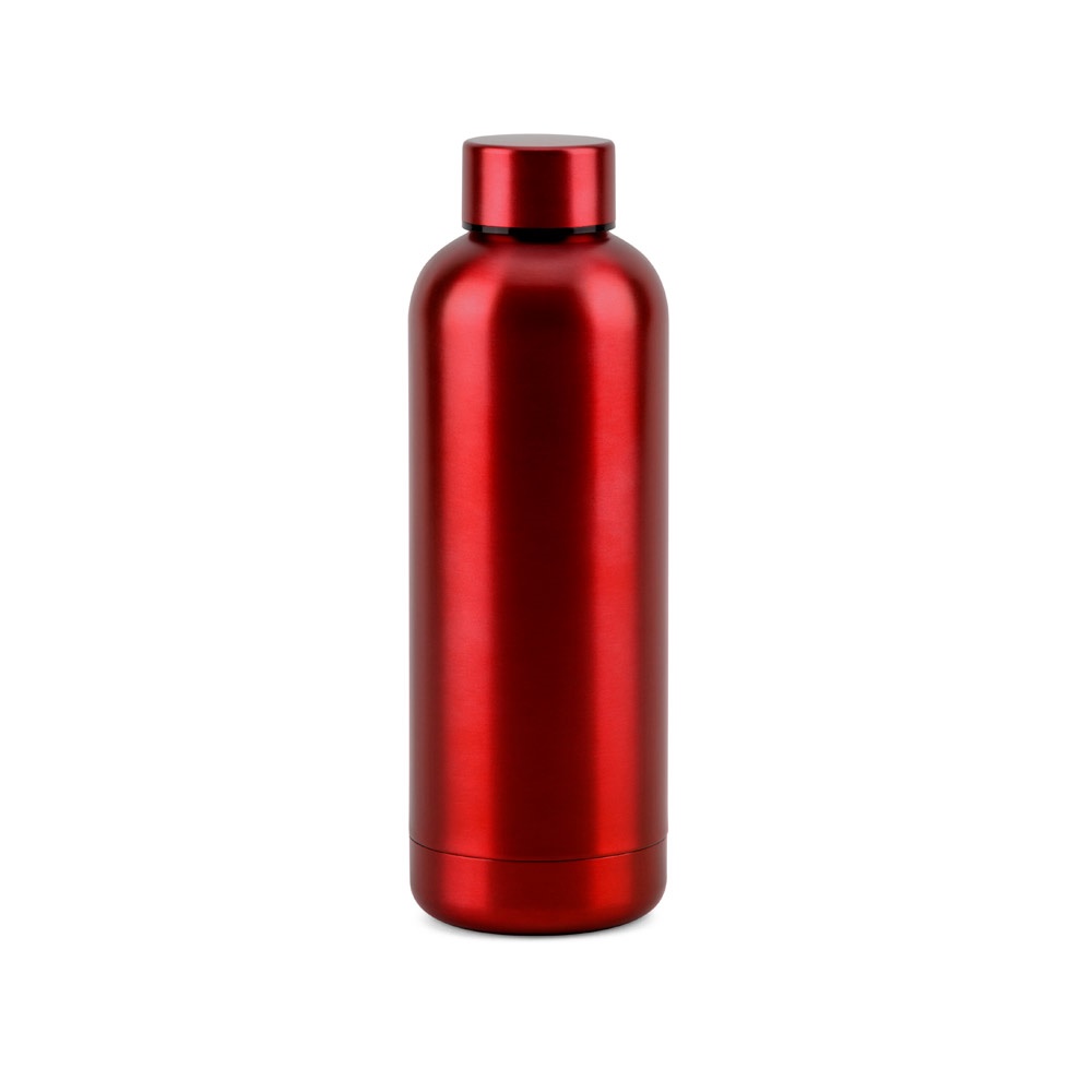ODIN METTALIC. Fles van 90% gerecycled roestvrijstaal 550 mL - met logo of onbedrukt bestellen - rood