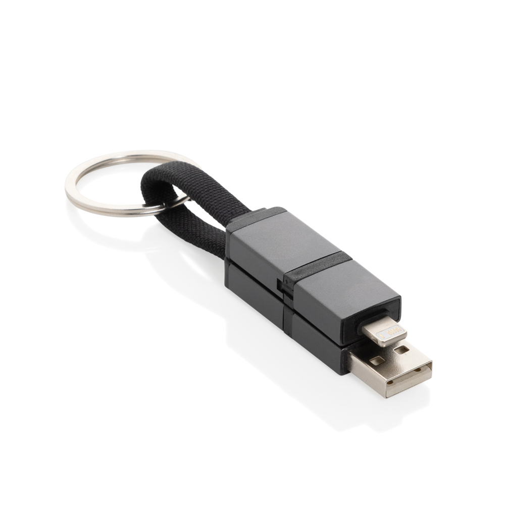 Terra gerecycled aluminium 4 in 1 60W snellaadkabel - voor bedrijven en relatiegeschenken