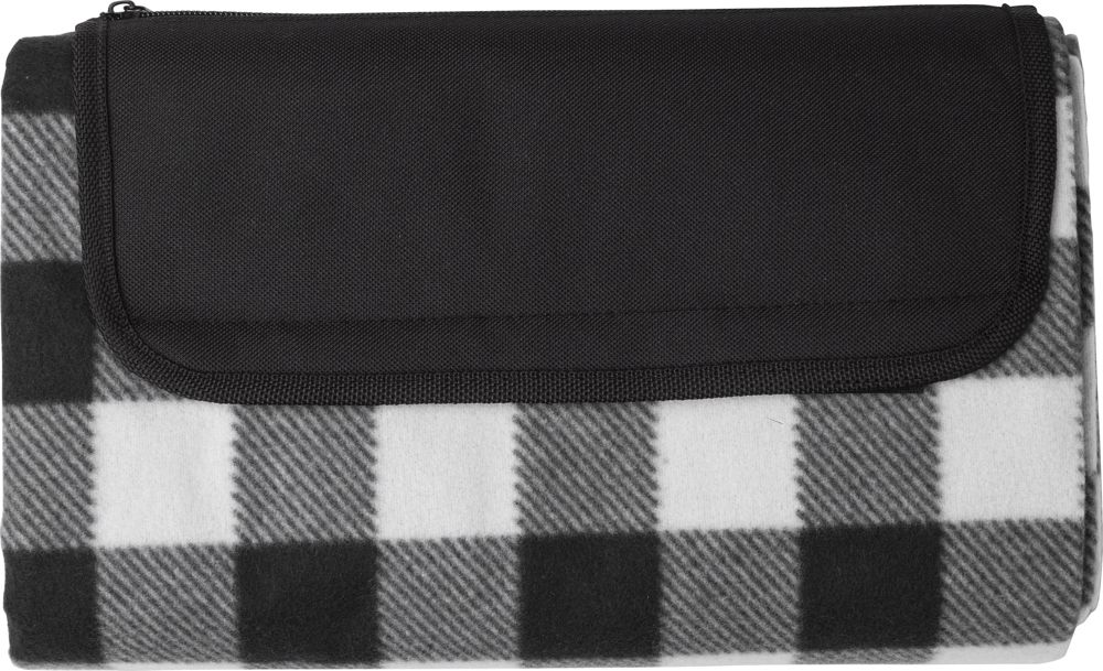 rPET opvouwbare polarfleece deken Vesper - voor bedrijven en relatiegeschenken - Zwart