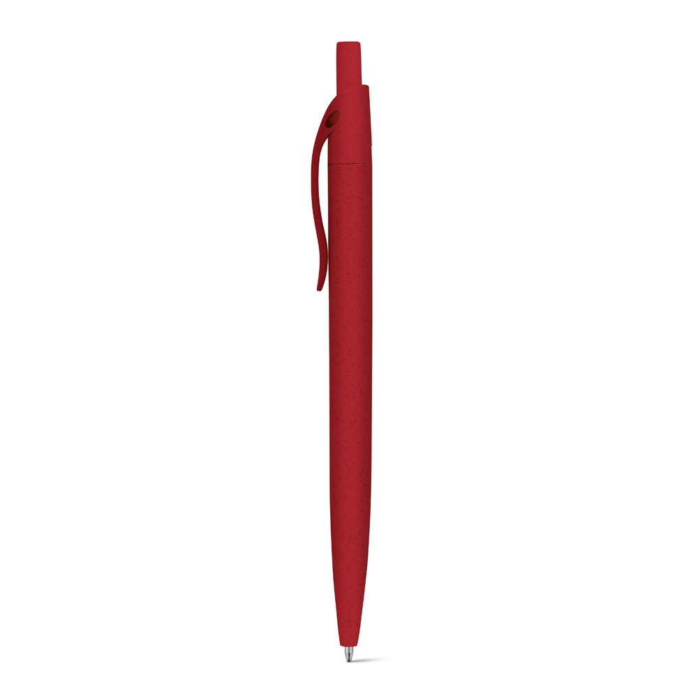 CAMILA. Balpen van tarwestrovezel en ABS met clip - met logo of onbedrukt bestellen - Rood