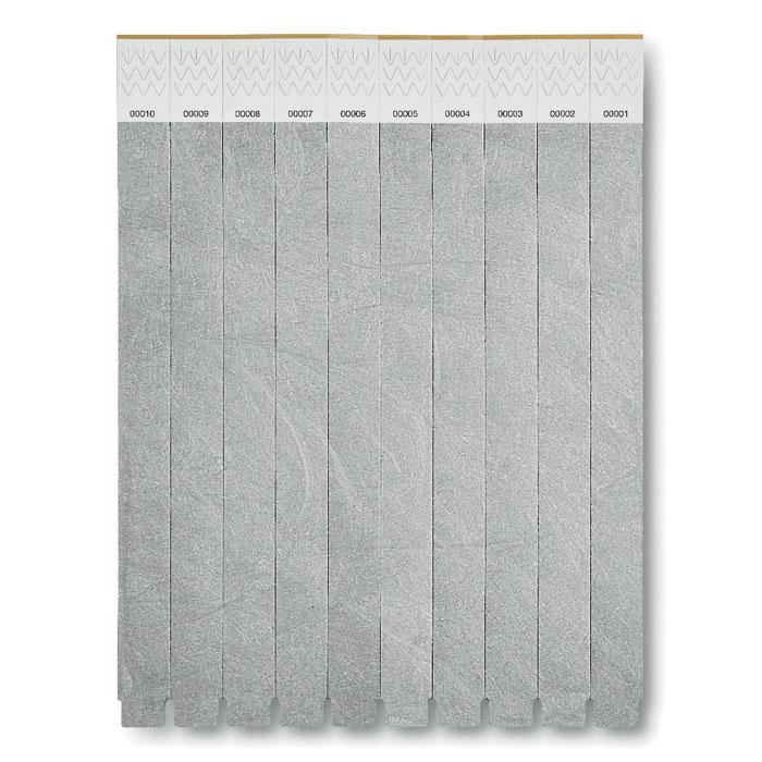 TYVEK - 1 Vel met 10 event armbandjes - voor bedrijven en relatiegeschenken - zilver