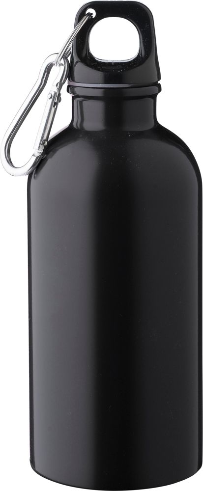 Gerecyclede roestvrijstalen enkelwandige fles (400 ml) Sable - voor bedrijven en relatiegeschenken - zwart